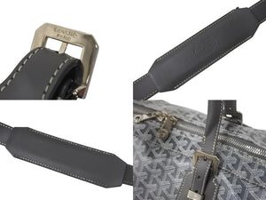 極美品 GOYARD ゴヤール クロワジュール 55 2WAY グレー ボストンバッグ ヘリンボーン PVC レザー シルバー金具 中古 4c068716