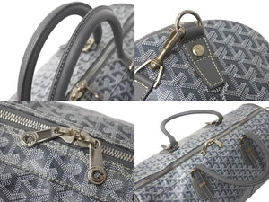 極美品 GOYARD ゴヤール クロワジュール 55 2WAY グレー ボストンバッグ ヘリンボーン PVC レザー シルバー金具 中古 4c068716