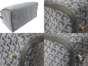 極美品 GOYARD ゴヤール クロワジュール 55 2WAY グレー ボストンバッグ ヘリンボーン PVC レザー シルバー金具 中古 4c068716