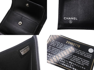 CHANEL シャネル 三つ折り財布 コンパクトウォレット ココマーク 29番台 キャビアスキン ブラック 美品 中古 4c068724