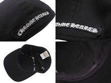 Load image into Gallery viewer, 極美品 Chrome Hearts クロムハーツ キャップ CHロゴ U.S.A製 ウール コットン シルバー925 ブラック ホワイト サイズ7 1/4 中古 4c068726