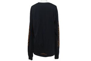 CHROME HEARTS クロムハーツ 新型 ネックロゴ 長袖 Tシャツ ロンT サイズM ブラック ブラウン 2212-304-0113 美品 中古 4c068727