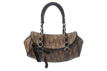 Load image into Gallery viewer, ChristianDior クリスチャンディオール ロマンティック ハンドバッグ トロッター PVC ベロア レザー ブラウン 美品 中古 4c068791