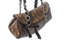 Load image into Gallery viewer, ChristianDior クリスチャンディオール ロマンティック ハンドバッグ トロッター PVC ベロア レザー ブラウン 美品 中古 4c068791