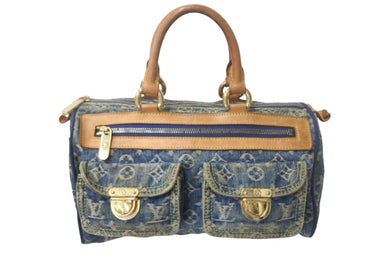 LOUISVUITTON ルイヴィトン ネオスピーディ ハンドバッグ M95019 モノグラムデニム ブルー ブラウン ゴールド 良品 中古 4c068797