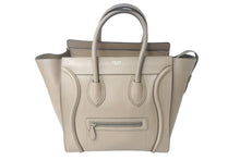Load image into Gallery viewer, CELINE セリーヌ ラゲージ ミニショッパー トートバッグ ハンドバッグ AT1103 レザー ベージュ シルバー金具 美品 中古 4c068810