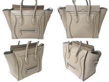 Load image into Gallery viewer, CELINE セリーヌ ラゲージ ミニショッパー トートバッグ ハンドバッグ AT1103 レザー ベージュ シルバー金具 美品 中古 4c068810