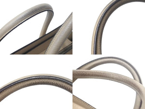 CELINE セリーヌ ラゲージ ミニショッパー トートバッグ ハンドバッグ AT1103 レザー ベージュ シルバー金具 美品 中古 4c068810
