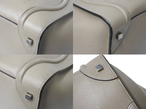 CELINE セリーヌ ラゲージ ミニショッパー トートバッグ ハンドバッグ AT1103 レザー ベージュ シルバー金具 美品 中古 4c068810