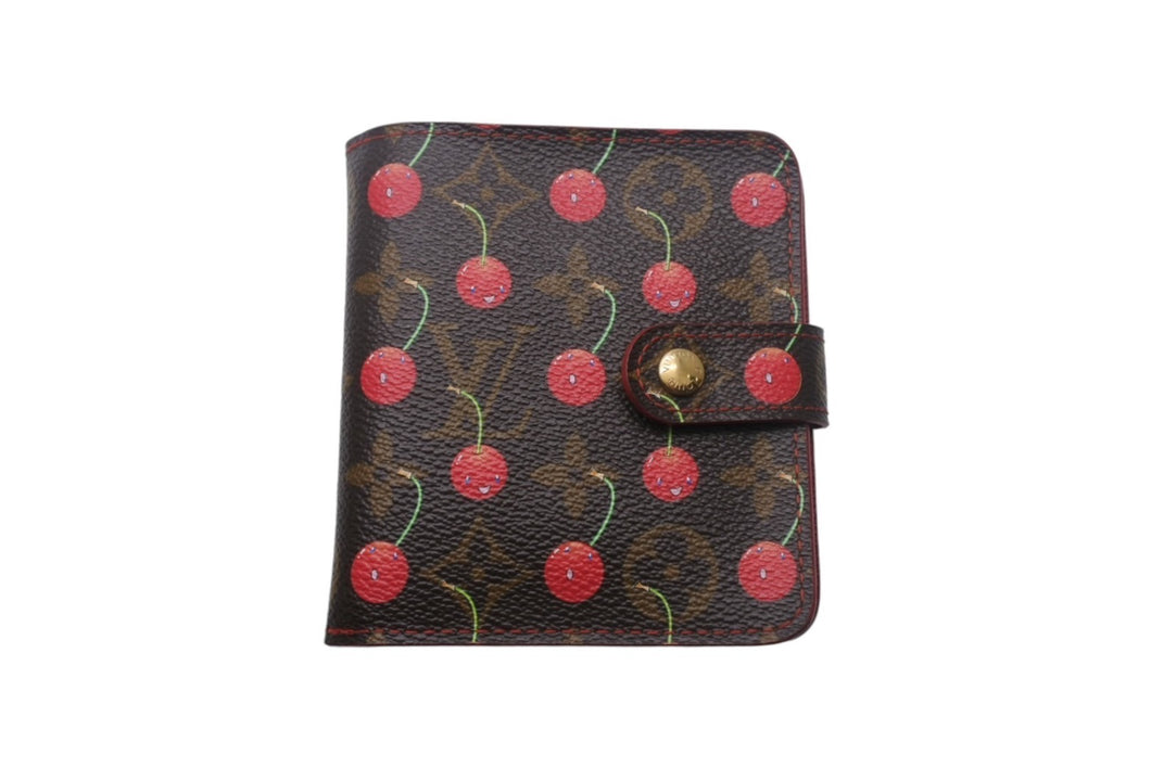 極美品 LOUIS VUITTON ルイヴィトン 二つ折り財布 コンパクトジップ さくらんぼ 村上隆 モノグラム M95005 中古 4c068823