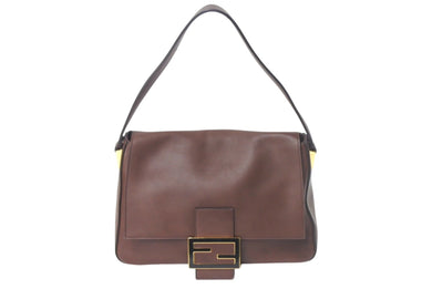 FENDI フェンディ ショルダーバッグ ビッグマンマバケット 8BR638-D16 イタリア製 レザー ブラウン ゴールド 美品 中古 4c068323 