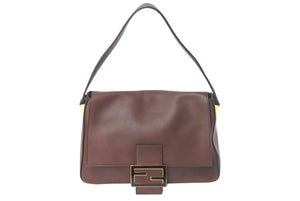FENDI フェンディ ショルダーバッグ ビッグマンマバケット 8BR638-D16 イタリア製 レザー ブラウン ゴールド 美品 中古 4c068323 