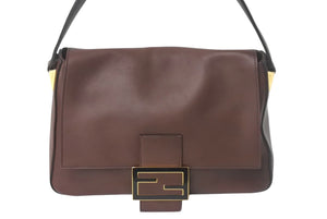 FENDI フェンディ ショルダーバッグ ビッグマンマバケット 8BR638-D16 イタリア製 レザー ブラウン ゴールド 美品 中古 4c068323 