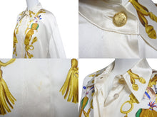 Load image into Gallery viewer, ESCADA エスカーダ シルクシャツ 長袖シャツ サイズ34 比翼 鳥柄 ベージュ マルチカラー シルク 美品 中古 4c068882