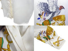 Load image into Gallery viewer, ESCADA エスカーダ シルクシャツ 長袖シャツ サイズ34 比翼 鳥柄 ベージュ マルチカラー シルク 美品 中古 4c068882