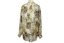 Load image into Gallery viewer, ESCADA エスカーダ シルクシャツ 長袖シャツ サイズ34 レオパード柄 総柄 ゴールド ブラック シルク 美品 中古 4c068883