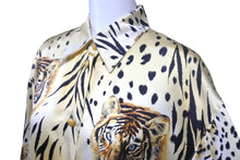Load image into Gallery viewer, ESCADA エスカーダ シルクシャツ 長袖シャツ サイズ34 レオパード柄 総柄 ゴールド ブラック シルク 美品 中古 4c068883