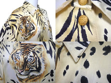 Load image into Gallery viewer, ESCADA エスカーダ シルクシャツ 長袖シャツ サイズ34 レオパード柄 総柄 ゴールド ブラック シルク 美品 中古 4c068883