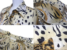 Load image into Gallery viewer, ESCADA エスカーダ シルクシャツ 長袖シャツ サイズ34 レオパード柄 総柄 ゴールド ブラック シルク 美品 中古 4c068883