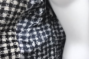 MOSCHINO モスキーノ ツイードジャケット イタリア製 ウール モヘア ファイバー ホワイト ブラック サイズL 美品 中古 4c068885
