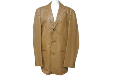 HUGOBOSS ヒューゴボス レザージャケット コート テーラードジャケット ラムレザー ブラウン サイズ46 美品 中古 4c068888
