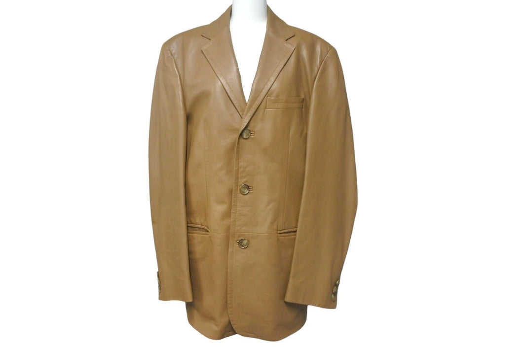 HUGOBOSS ヒューゴボス レザージャケット コート テーラードジャケット ラムレザー ブラウン サイズ46 美品 中古 4c068888