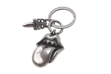 CHROME HEARTS クロムハーツ リップアンドタン スプリットダガー キーリング 重量55.5g シルバー925 2002刻印 美品 中古 4c068902
