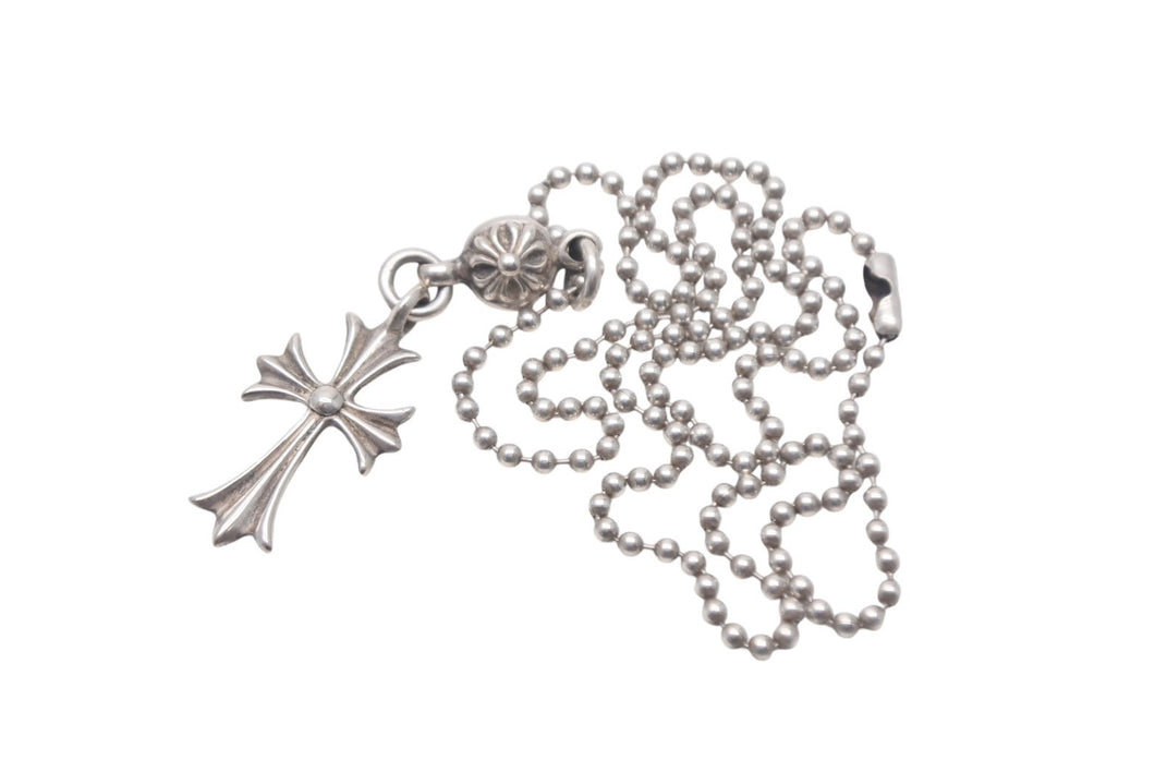 CHROME HEARTS クロムハーツ 1ボールタイニーCHクロスチャーム ネックレス 重量12.7g 全長52.5cm シルバー925 美品 中古 4c068904