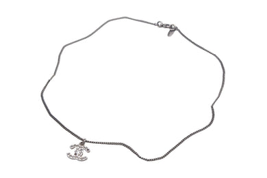 CHANEL シャネル ココマーク ネックレス ラインストーン アクセサリー 6.0g メタル フランス製 シルバー 美品 中古 4c068919
