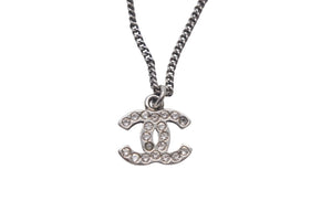 CHANEL シャネル ココマーク ネックレス ラインストーン アクセサリー 6.0g メタル フランス製 シルバー 美品 中古 4c068919