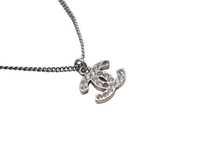 CHANEL シャネル ココマーク ネックレス ラインストーン アクセサリー 6.0g メタル フランス製 シルバー 美品 中古 4c068919