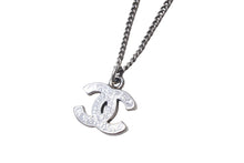 Load image into Gallery viewer, CHANEL シャネル ココマーク ネックレス ラインストーン アクセサリー 6.0g メタル フランス製 シルバー 美品 中古 4c068919