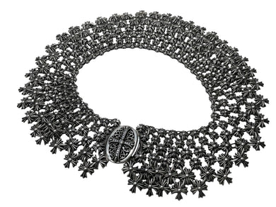 CHROME HEARTS クロムハーツ チェーンメイルオーバルクロスパヴェダイヤ ネックレス オーダー品 487.7g シルバー 美品 中古 4c068946