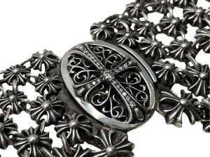 CHROME HEARTS クロムハーツ チェーンメイルオーバルクロスパヴェダイヤ ネックレス オーダー品 487.7g シルバー 美品 中古 4c068946