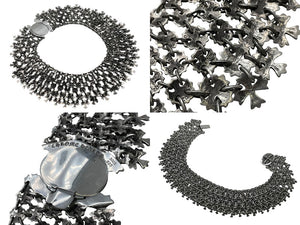 CHROME HEARTS クロムハーツ チェーンメイルオーバルクロスパヴェダイヤ ネックレス オーダー品 487.7g シルバー 美品 中古 4c068946