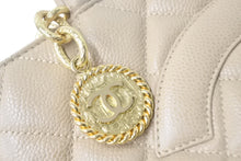 Load image into Gallery viewer, CHANEL シャネル 復刻トート ハンドバッグ 7番台 ココマーク キャビアスキン ベージュ ゴールド金具 美品 中古 4c068961