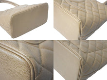 Load image into Gallery viewer, CHANEL シャネル 復刻トート ハンドバッグ 7番台 ココマーク キャビアスキン ベージュ ゴールド金具 美品 中古 4c068961