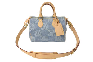 極美品 LOUIS VUITTON ルイヴィトン スピーディ バンドリエール 25 ダミエ デニム N40700 ゴールド金具 中古 4c068963