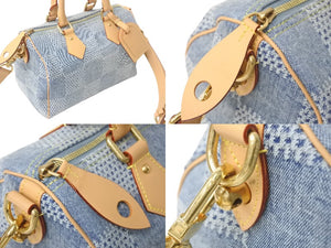 極美品 LOUIS VUITTON ルイヴィトン スピーディ バンドリエール 25 ダミエ デニム N40700 ゴールド金具 中古 4c068963