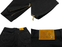 画像をギャラリービューアに読み込む, 極美品 LOUISVUITTON ルイヴィトン モノグラム ダブルニー デニム カーペンターパンツ イタリア製 ブラック サイズ34 中古 4c068988