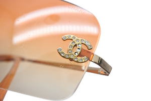 CHANEL シャネル サングラス ココマーク ラインストーン 62◻︎17 120 4017-D c125/56 グラデーション オレンジ 美品 中古 4c069047