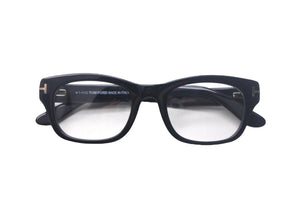 TOM FORD トムフォード サングラス メガネフレーム ブラック プラスチック 51□21-145 TF-5252-001 シルバー金具 美品 中古 4c069059
