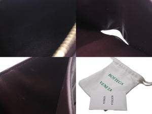 BOTTEGA VENETA ボッテガヴェネタ マキシイントレチャート コンパクトウォレット 財布 ワインレッド レザー ゴールド 美品 中古 4c069063
