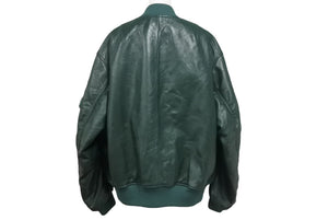 極美品 PRADA プラダ ナッパレザー ボンバージャケット UPW399 サイズ48 グリーン ラムスキン トライアングルロゴ 中古 4c069076