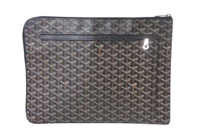 Goyard ゴヤール ソルボンヌ クラッチバッグ セカンドバッグ PVC レザー ブラック ブラウン ホワイト 美品 中古 4c069078
