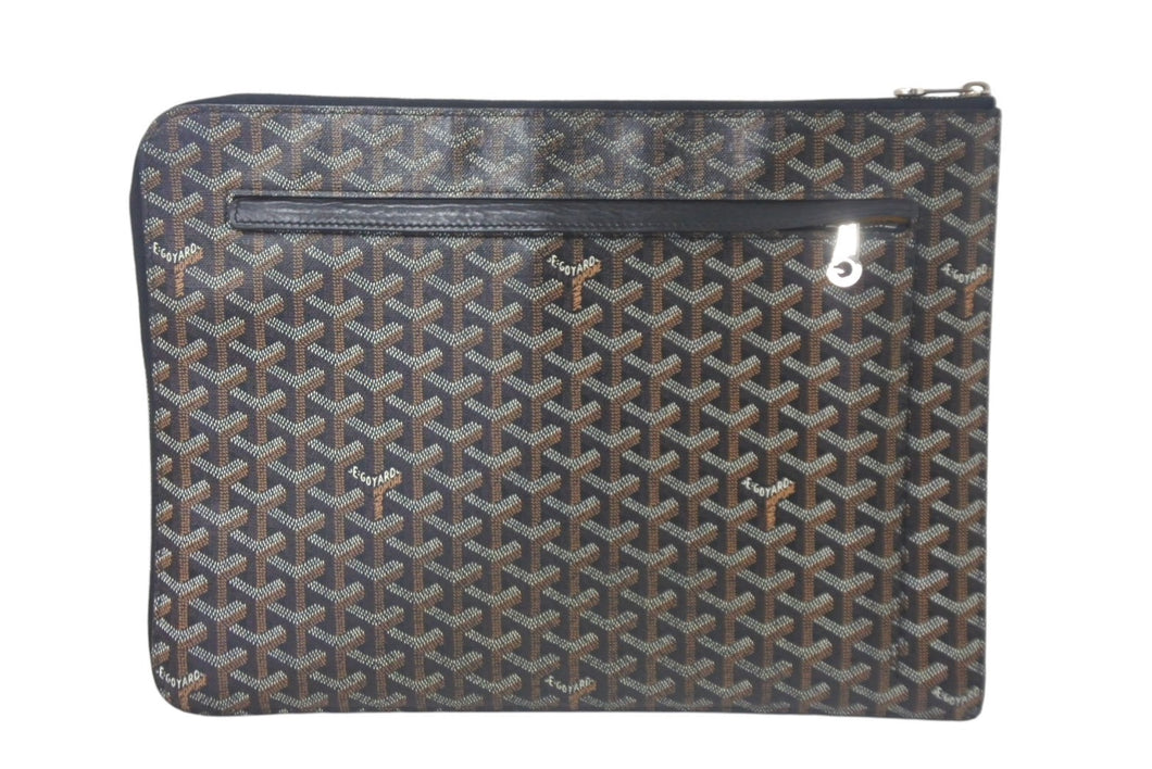 Goyard ゴヤール ソルボンヌ クラッチバッグ セカンドバッグ PVC レザー ブラック ブラウン ホワイト 美品 中古 4c069078
