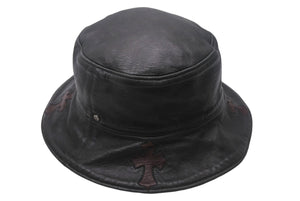 CHROME HEARTS クロムハーツ カスタムオーダー バケットハット クロス リバーシブル ブラック ブラウン レザー シルバー925 美品 中古 4c069095
