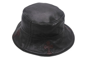 CHROME HEARTS クロムハーツ カスタムオーダー バケットハット クロス リバーシブル ブラック ブラウン レザー シルバー925 美品 中古 4c069095