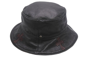 CHROME HEARTS クロムハーツ カスタムオーダー バケットハット クロス リバーシブル ブラック ブラウン レザー シルバー925 美品 中古 4c069095