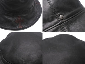 CHROME HEARTS クロムハーツ カスタムオーダー バケットハット クロス リバーシブル ブラック ブラウン レザー シルバー925 美品 中古 4c069095
